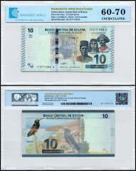 Bolivia 10 Bolivianos Banknote, L.1986 (2018-2019 ND), P-248, UNC, TAP 60-70 Authenticated