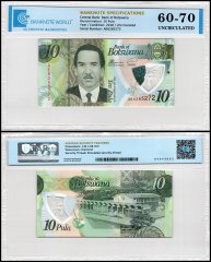 Botswana 10 Pula Banknote, 2018, P-35, UNC, Polymer, TAP 60-70 Authenticated