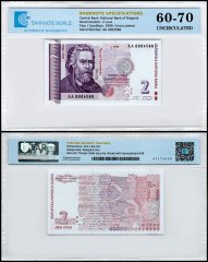 Bulgaria 2 Leva Banknote, 1999, P-115a, UNC, TAP 60-70 Authenticated