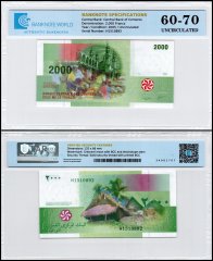 Comoros 2,000 Francs Banknote, 2005, P-17a.3, UNC, TAP 60-70 Authenticated