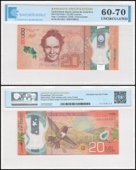 Costa Rica 20,000 Colones Banknote, 2018, P-284, UNC, Polymer, TAP 60-70 Authenticated