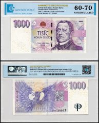 Czechia - Czech Republic 1,000 Korun Banknote, 2008, P-25c, UNC, Series I, TAP 60-70 Authenticated