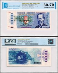 Czechia - Czech Republic 1,000 Korun Banknote, 1985 (1993 ND), P-3c, UNC, Prefix U, TAP 60-70 Authenticated