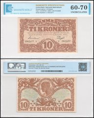 Denmark 10 Kroner Banknote, 1943, P-31p.1, UNC, TAP 60-70 Authenticated