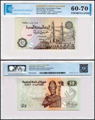 Egypt 50 Piastres Banknote, 2017, P-70a.11, UNC, Prefix #328, TAP 60-70 Authenticated