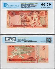 Fiji 5 Dollars Banknote, 1995 ND, P-97az, UNC, Replacement, TAP 60-70 Authenticated