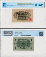 Germany 1 Mark Banknote, 1914, P-51, Used, TAP Authenticated