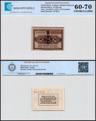 Schwerin 25 Pfennig Notgeld, 1922, Grabowski #M21.2a, UNC, Series B, TAP 60-70 Authenticated