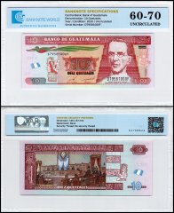 Guatemala 10 Quetzales Banknote, 2020, P-123Ag, UNC, TAP 60-70 Authenticated