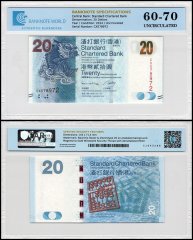 Hong Kong - Standard Chartered Bank 20 Dollars Banknote, 2014, P-297d, UNC, TAP 60-70 Authenticated