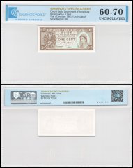 Hong Kong - Government 1 Cent Banknote, 1981-1986 ND, P-325c, UNC, TAP 60-70 Authenticated