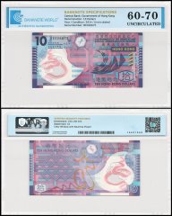 Hong Kong - Government 10 Dollars Banknote, 2014, P-401d, UNC, Polymer, TAP 60-70 Authenticated