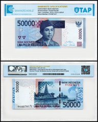 Indonesia 50,000 Rupiah Banknote, 2015, P-152f, UNC, TAP Authenticated