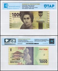 Indonesia 1,000 Rupiah Banknote, 2017, P-154b, UNC, TAP Authenticated