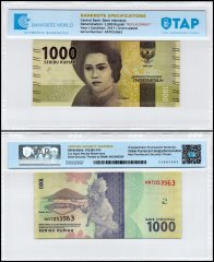 Indonesia 1,000 Rupiah Banknote, 2017, P-154bz, UNC, Replacement, TAP Authenticated