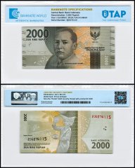 Indonesia 2,000 Rupiah Banknote, 2019, P-155d, UNC, TAP Authenticated