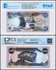 Iraq 5,000 Dinars Banknote, 2013 (AH1435), P-100a.1, UNC, TAP Authenticated