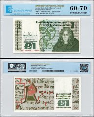 Ireland 1 Pound Banknote, 1989, P-70d.7, UNC, TAP 60-70 Authenticated