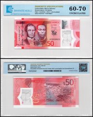 Jamaica 50 Dollars Banknote, 2022, P-96, UNC, Commemorative, Polymer, TAP 60-70 Authenticated