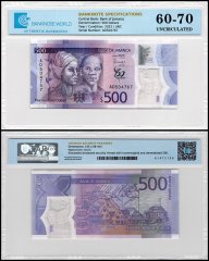 Jamaica 500 Dollars Banknote, 2022, P-98, UNC, Commemorative, Polymer, TAP 60-70 Authenticated