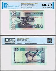 Namibia 10 Namibia Dollars Banknote, 2001 ND, P-4c, UNC, TAP 60-70 Authenticated