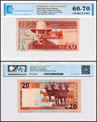 Namibia 20 Namibia Dollars Banknote, 2002 ND, P-6b, UNC, TAP 60-70 Authenticated