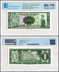 Paraguay 1 Guarani Banknote, L.1952 (1963 ND), P-192, UNC, TAP 60-70 Authenticated