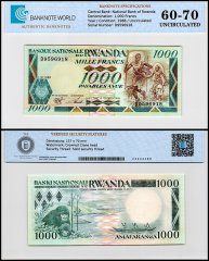 Rwanda 1,000 Francs Banknote, 1988, P-21a.1, UNC, TAP 60-70 Authenticated