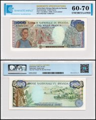 Rwanda 5,000 Francs Banknote, 1988, P-22a.1, UNC, TAP 60-70 Authenticated