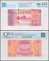 Samoa 5 Tala Banknote, 2008-2017 ND, P-38b, UNC, TAP 60-70 Authenticated