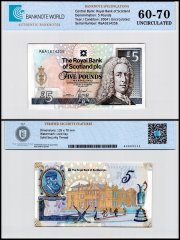 Scotland - Royal Bank of Scotland PLC 5 Pounds Banknote, 2004, P-363, UNC, Commemorative, TAP 60-70 Authenticated