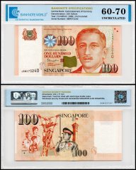 Singapore 100 Dollars Banknote, 1999 ND, P-42, UNC, TAP 60-70 Authenticated