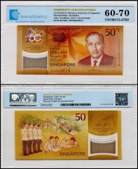 Singapore 50 Dollars Banknote, 2017, P-62, UNC, Commemorative, Polymer, TAP 60-70 Authenticated