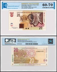 South Africa 20 Rand Banknote, 2009 ND, P-129b, UNC, TAP 60-70 Authenticated