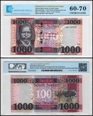 South Sudan 1,000 South Sudanese Pounds Banknote, 2021, P-17a.2, UNC, TAP 60-70 Authenticated