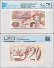 St. Helena 20 Pounds Banknote, 2012, P-13bs, UNC, Specimen, TAP 60-70 Authenticated