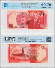 Tonga 2 Pa'anga Banknote, 2015 ND, P-44, UNC, TAP 60-70 Authenticated