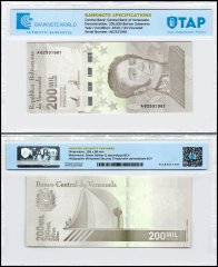 Venezuela 200,000 Bolivar Soberano Banknote, 2020, P-112, UNC, TAP Authenticated
