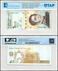Venezuela 1 Million Bolivar Soberano Banknote, 2020, P-114, UNC, Repeating Serial #, TAP Authenticated