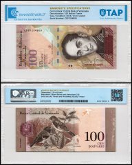 Venezuela 100 Bolivar Fuerte Banknote, 2015, P-93j, UNC, TAP Authenticated