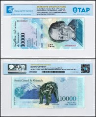 Venezuela 10,000 Bolivar Fuerte Banknote, 2017, P-98bz, Used, Replacement, TAP Authenticated