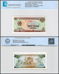 Vietnam 100 Dong Banknote, 1991, P-105a, UNC, TAP Authenticated