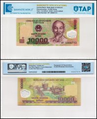 Vietnam 10,000 Dong Banknote, 2018, P-119k, UNC, Polymer, TAP Authenticated
