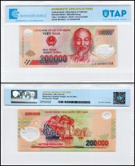 Vietnam 200,000 Dong Banknote, 2020, P-123k, UNC, Polymer, TAP Authenticated