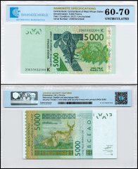 West African States - Senegal 5,000 Francs Banknote, 2023, P-717Kw, UNC, TAP 60-70 Authenticated