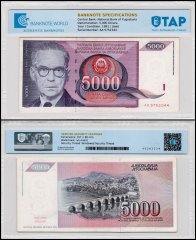 Yugoslavia 5,000 Dinara Banknote, 1991, P-111, Used, TAP Authenticated
