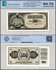 Yugoslavia 500 Dinara Banknote, 1970, P-84b, UNC, TAP 60-70 Authenticated
