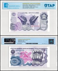 Yugoslavia 500,000 Dinara Banknote, 1989, P-98, UNC, TAP Authenticated