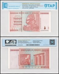 Zimbabwe 20 Trillion Dollars Banknote, 2008, P-89z, UNC, Replacement, TAP Authenticated