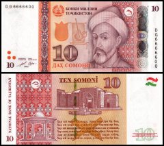 Tajikistan 10 Somoni Banknote, 2021, P-24d, UNC